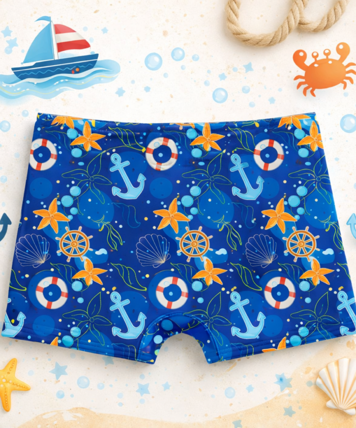 Sunga Box Infantil UV50+ Âncora Azul