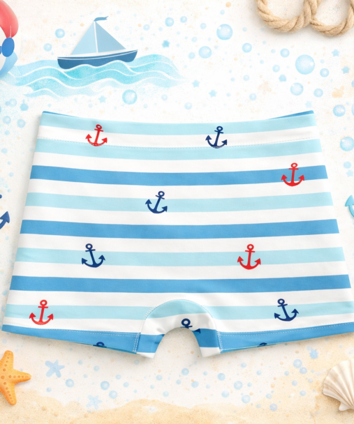 Sunga Box Infantil UV50+ Listrado Azul Claro